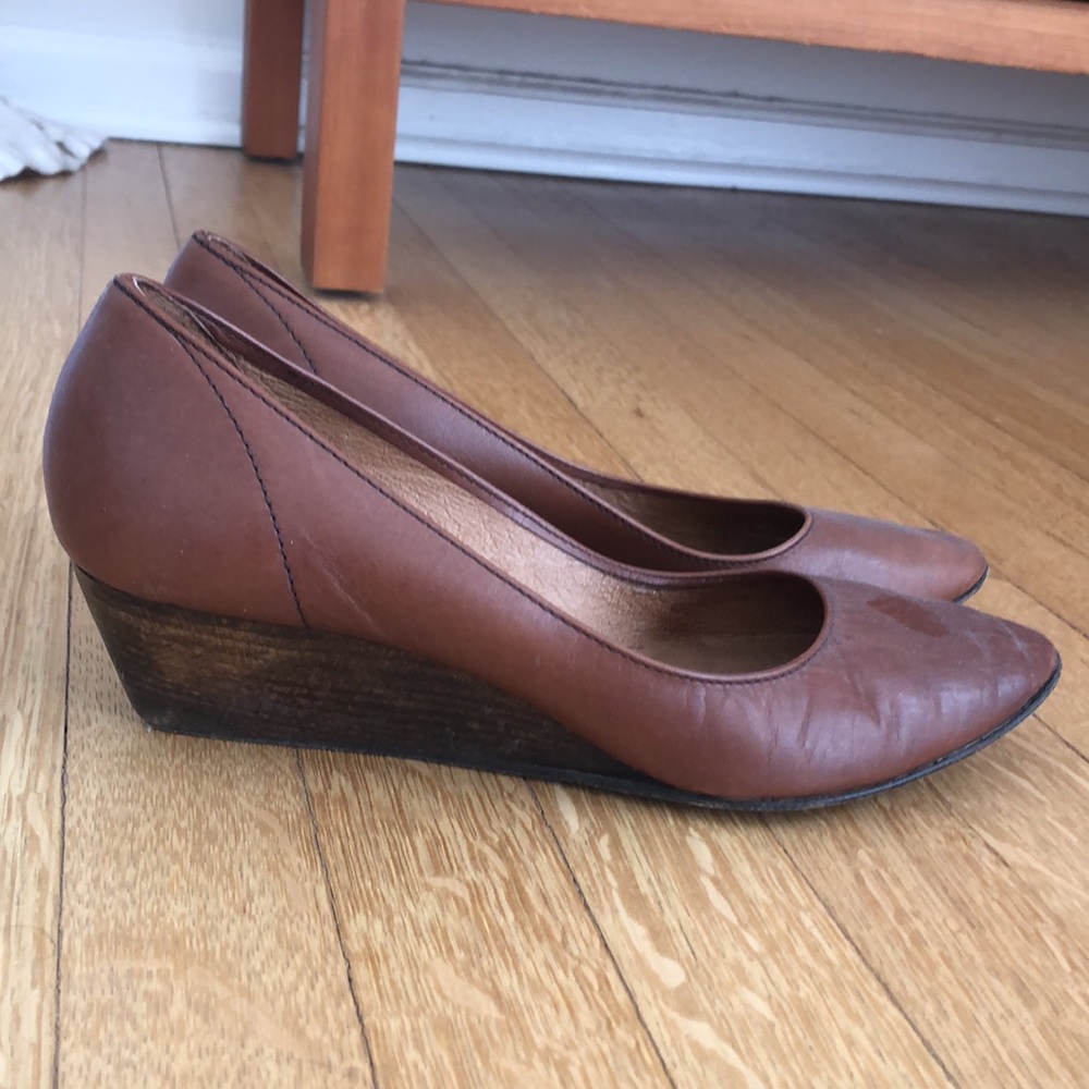 JOIE brown leather shoes with wooden heel size 37